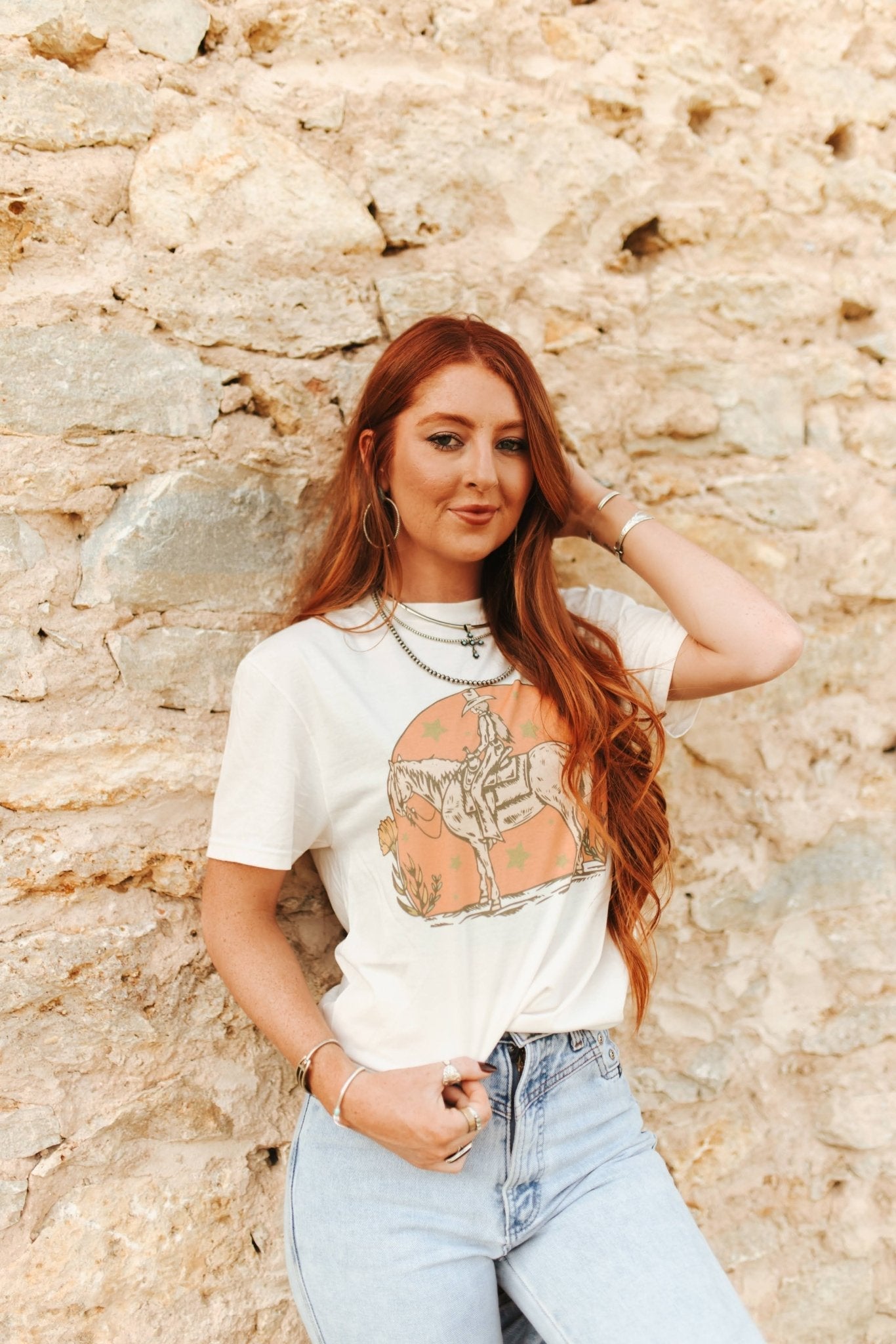 Sunset Cowgirl Rider Graphic Tee Wild Junkie