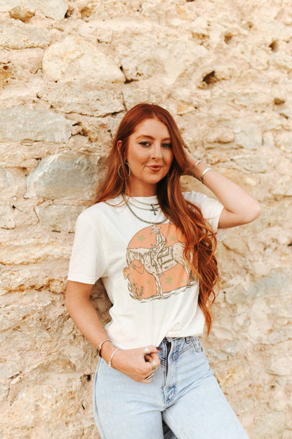 Sunset Cowgirl Rider Graphic Tee Wild Junkie