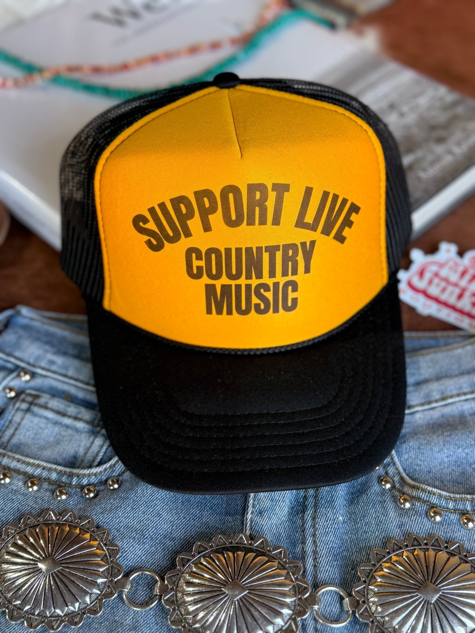 Support Live Country Music Trucker Hat Wild Junkie