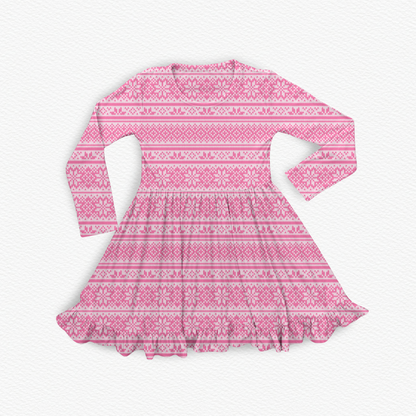 Luxe Ribbed Knit Twirl Dress -Peppermint Pink Always In Bloom Clothing Co