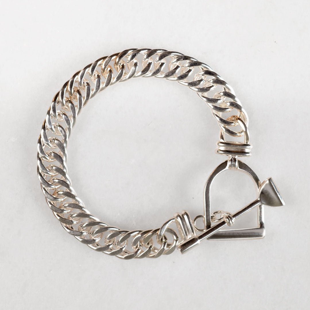 Polo Curb Chain Riding Stirrup T-Bar Bracelet in Silver Urban-Equestrian