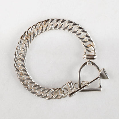 Polo Curb Chain Riding Stirrup T-Bar Bracelet in Silver Urban-Equestrian
