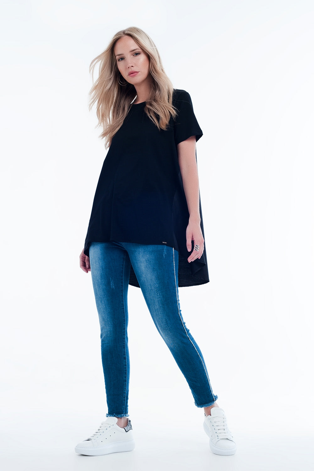 T-shirt dress in black Q2store