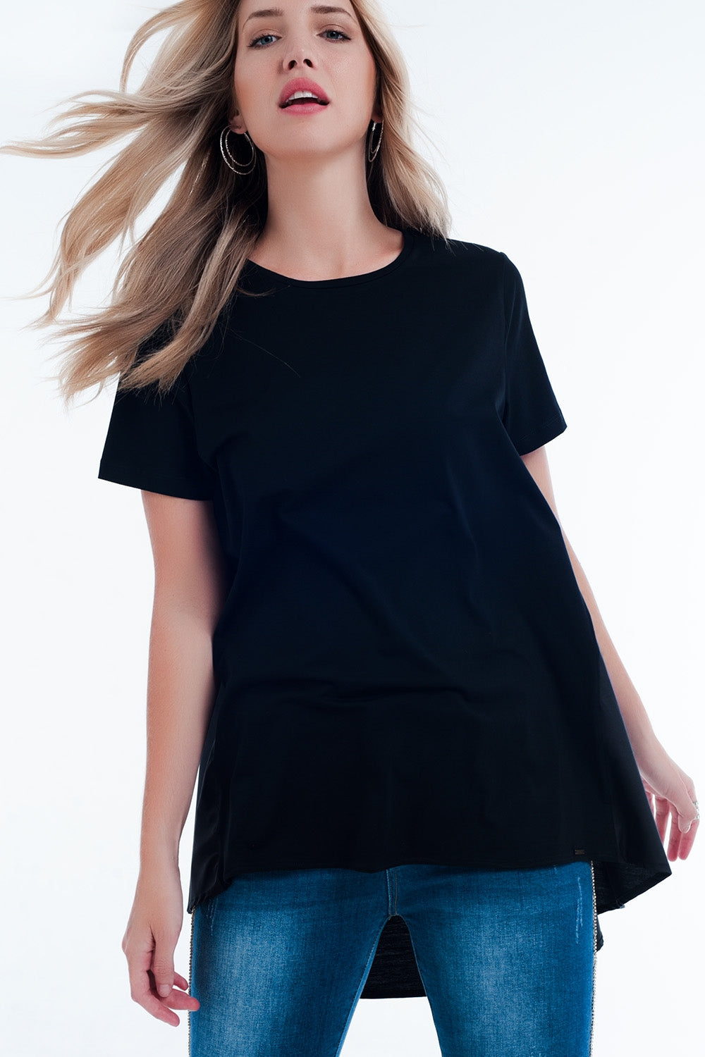 T-shirt dress in black Q2store