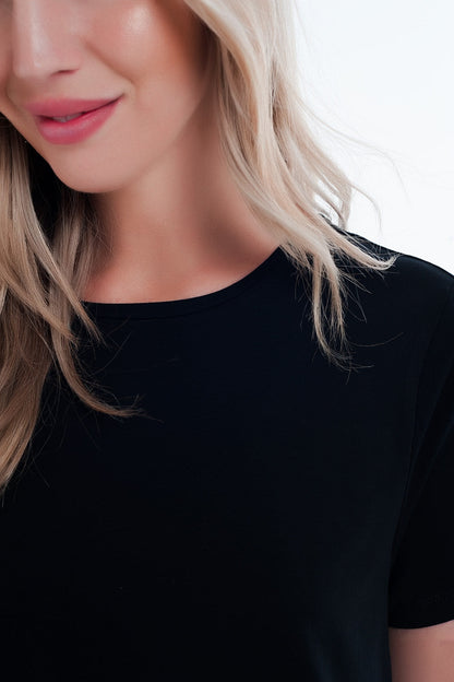 T-shirt dress in black Q2store