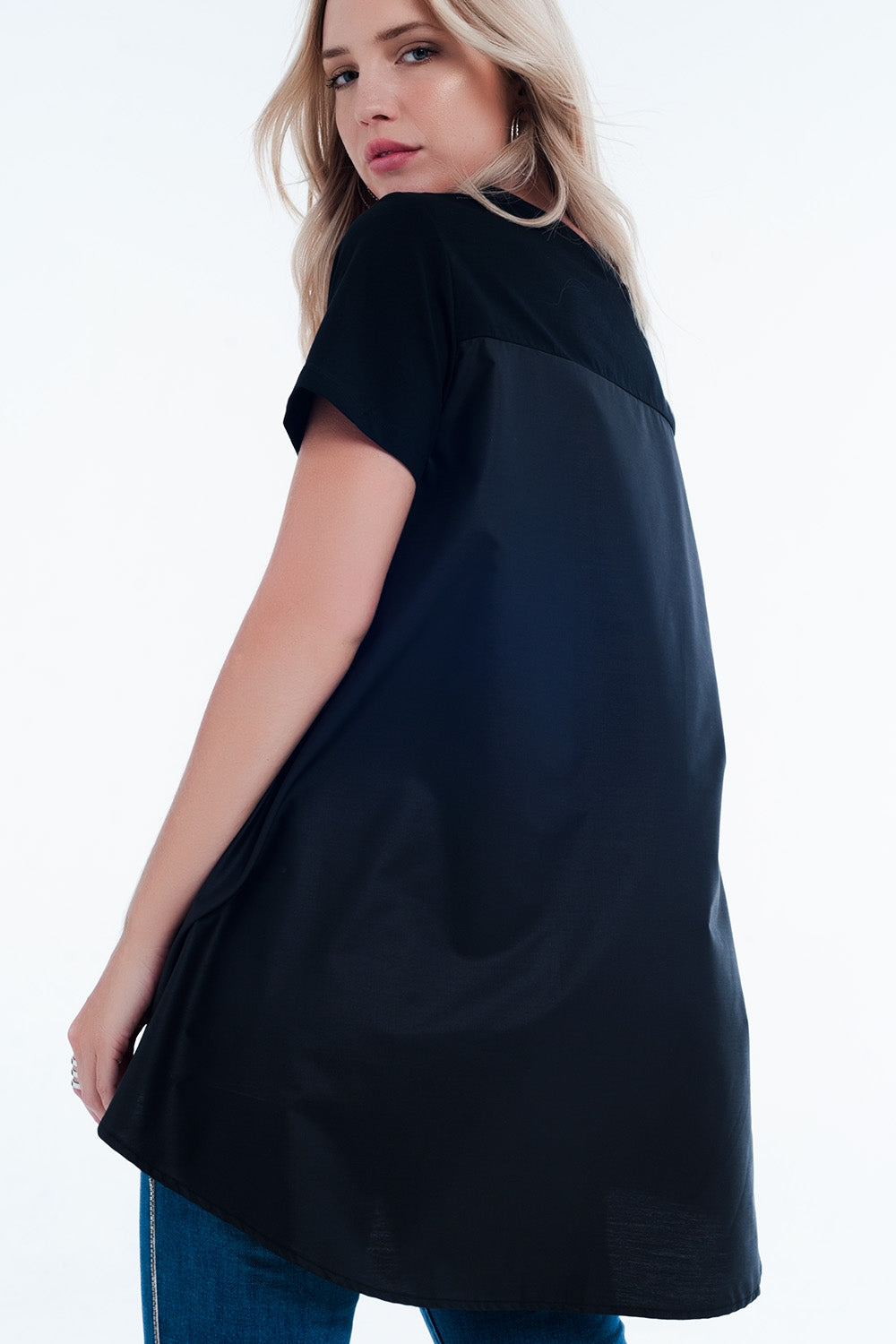 T-shirt dress in black Q2store
