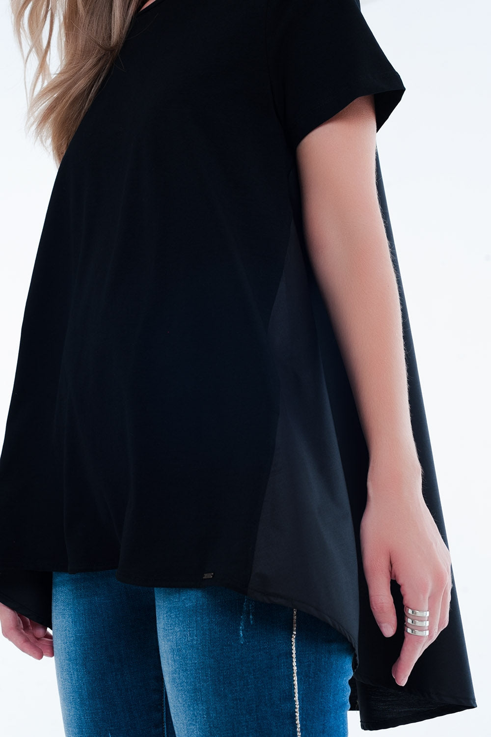 T-shirt dress in black Q2store