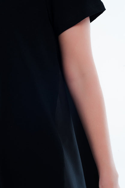 T-shirt dress in black Q2store