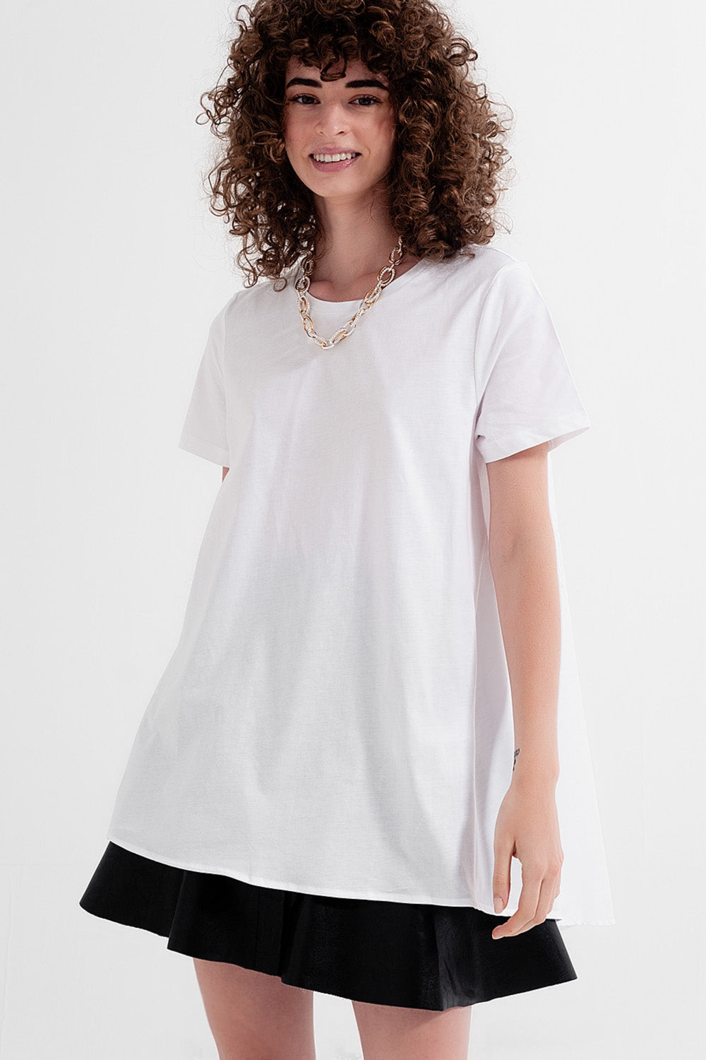 T shirt dress in white Q2store