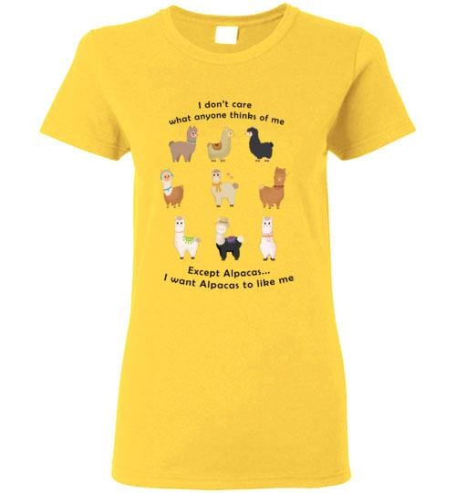 t-shirt: I Want Alpacas to Like Me Gildan Ladies Short-Sleve Purely Alpaca