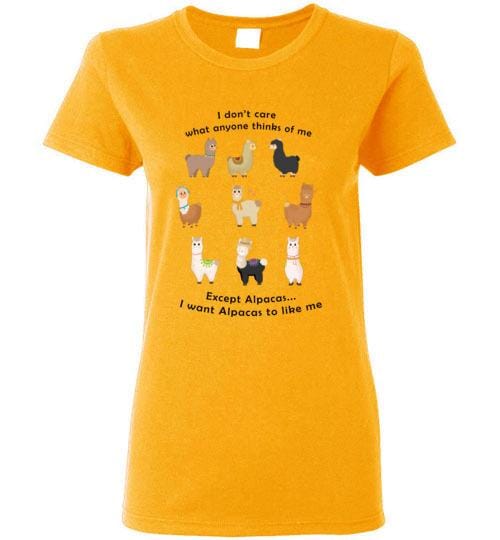 t-shirt: I Want Alpacas to Like Me Gildan Ladies Short-Sleve Purely Alpaca