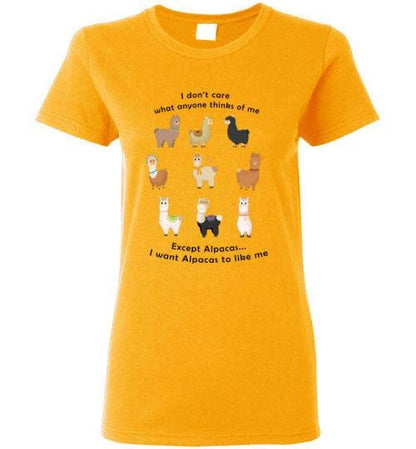 t-shirt: I Want Alpacas to Like Me Gildan Ladies Short-Sleve Purely Alpaca