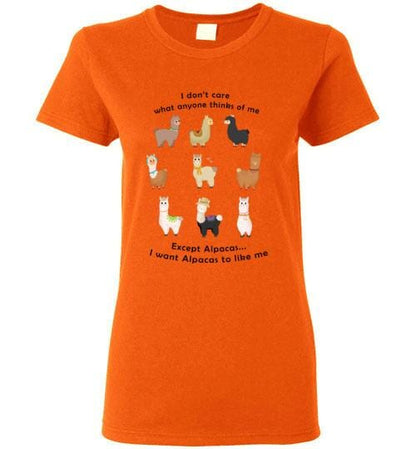 t-shirt: I Want Alpacas to Like Me Gildan Ladies Short-Sleve Purely Alpaca