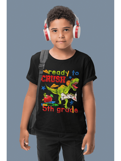 Boys Ready To Crush Fifth Grade Short Sleeve Tee Shirts for Back To School NicholesGifts