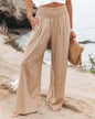 Plus Size Women's High Rise Wide Leg Pants with Pockets