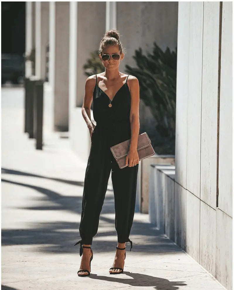 Backless Floral Print Jumpsuit with Slit Design