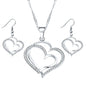 Double Heart Earrings and Necklace Wedding Set
