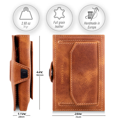 Toscana Leather Wallet - Airtag & Coin Holder Trusador