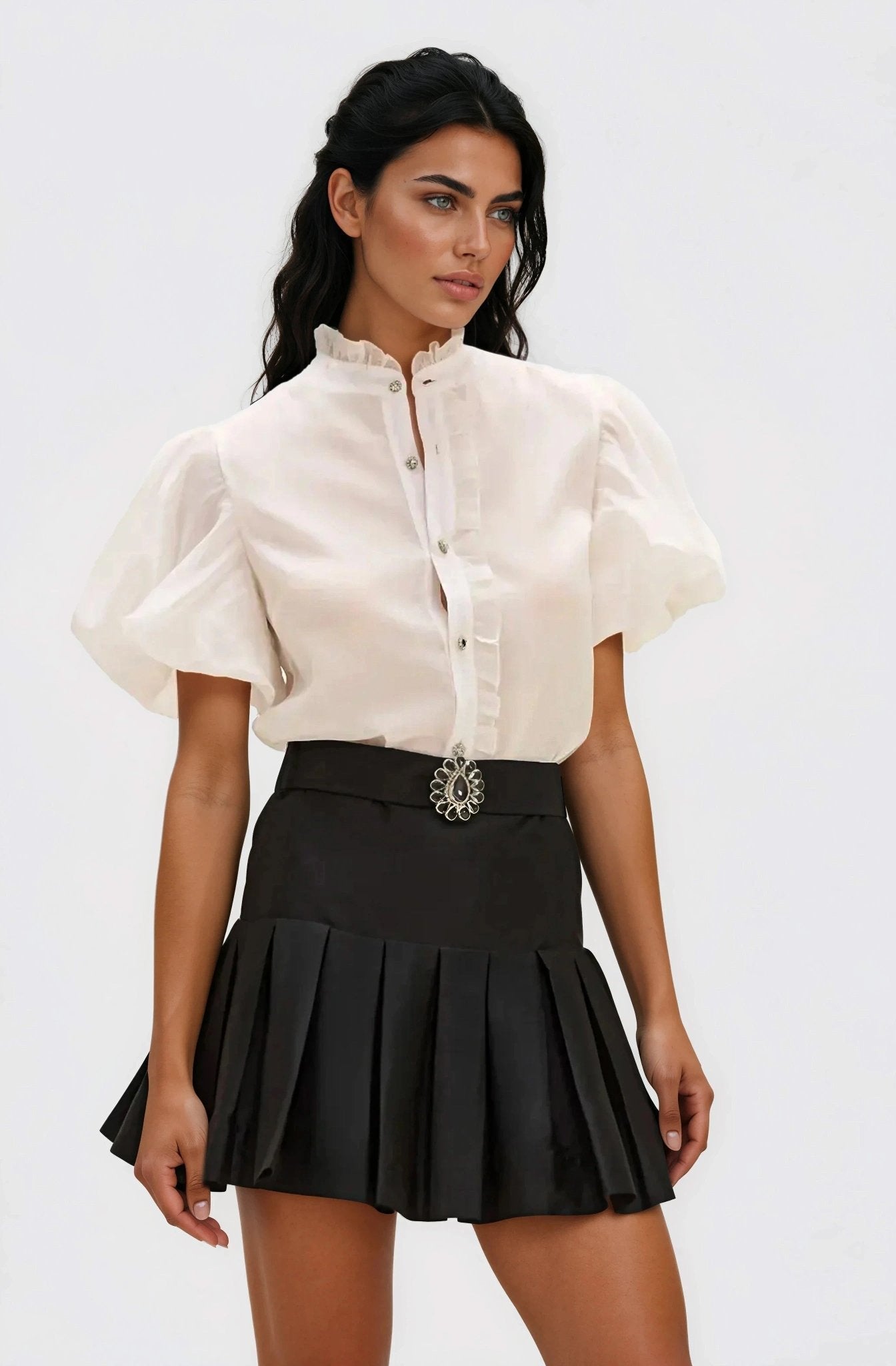Taffeta Bloom Shirt – Off White XO, Tina