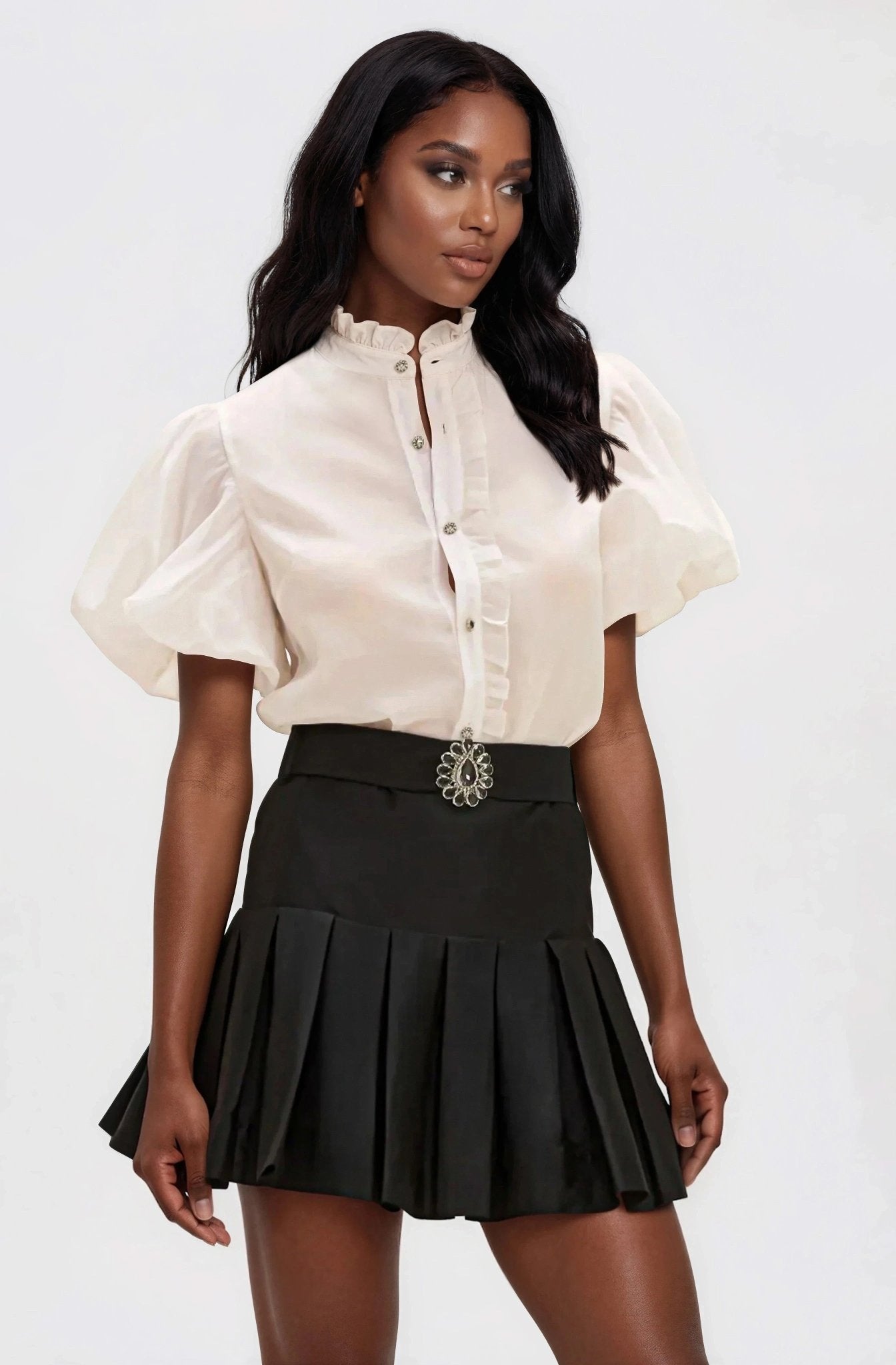 Taffeta Bloom Shirt – Off White XO, Tina