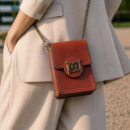 Talisman - Horse Bit Lock Phone Bag in Cognac Urban-Equestrian