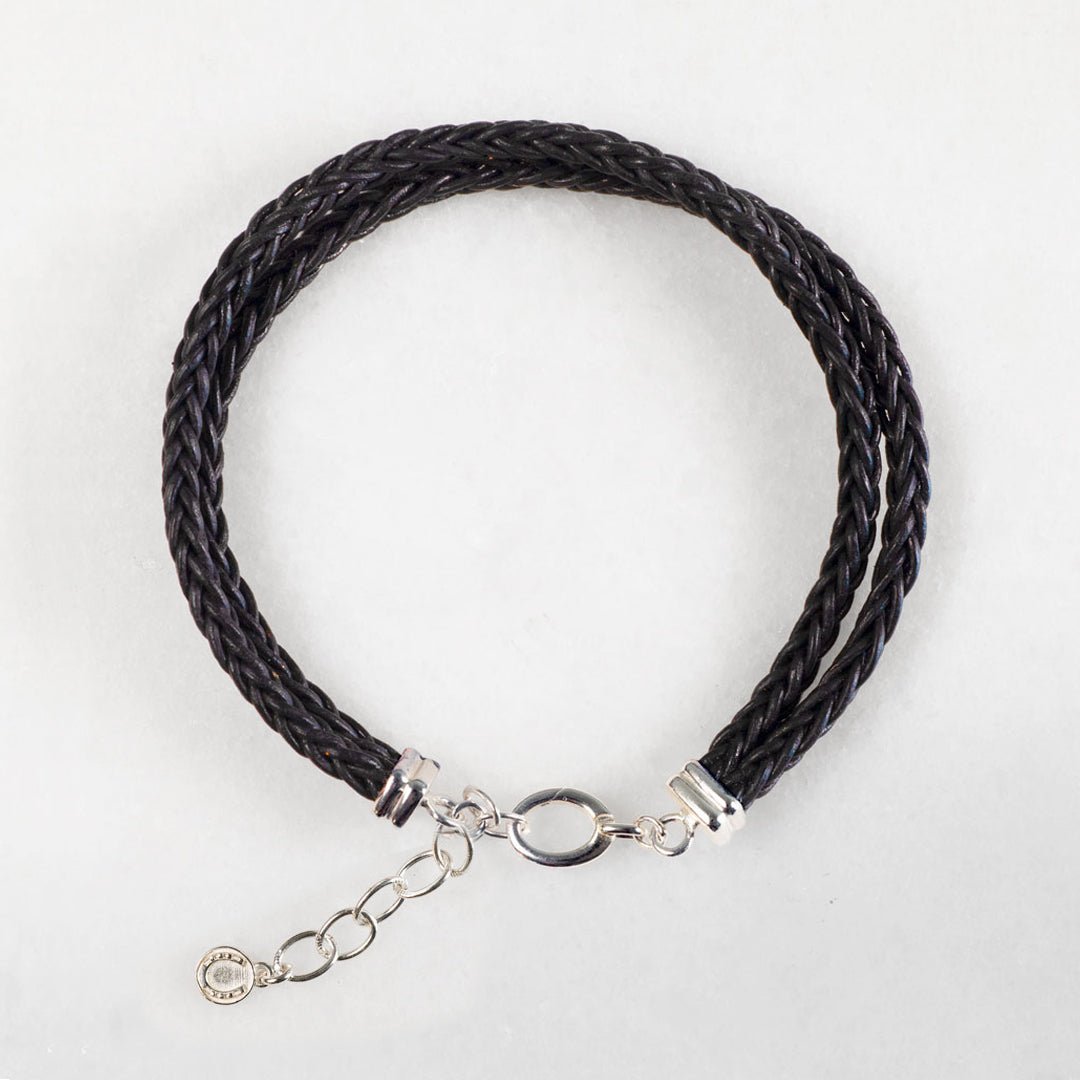 Tally - Braided Leather Horseshoe Coin Bracelet in Black Urban-Equestrian