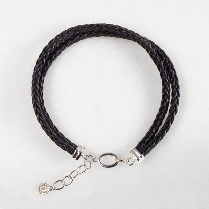 Tally - Braided Leather Horseshoe Coin Bracelet in Black Urban-Equestrian