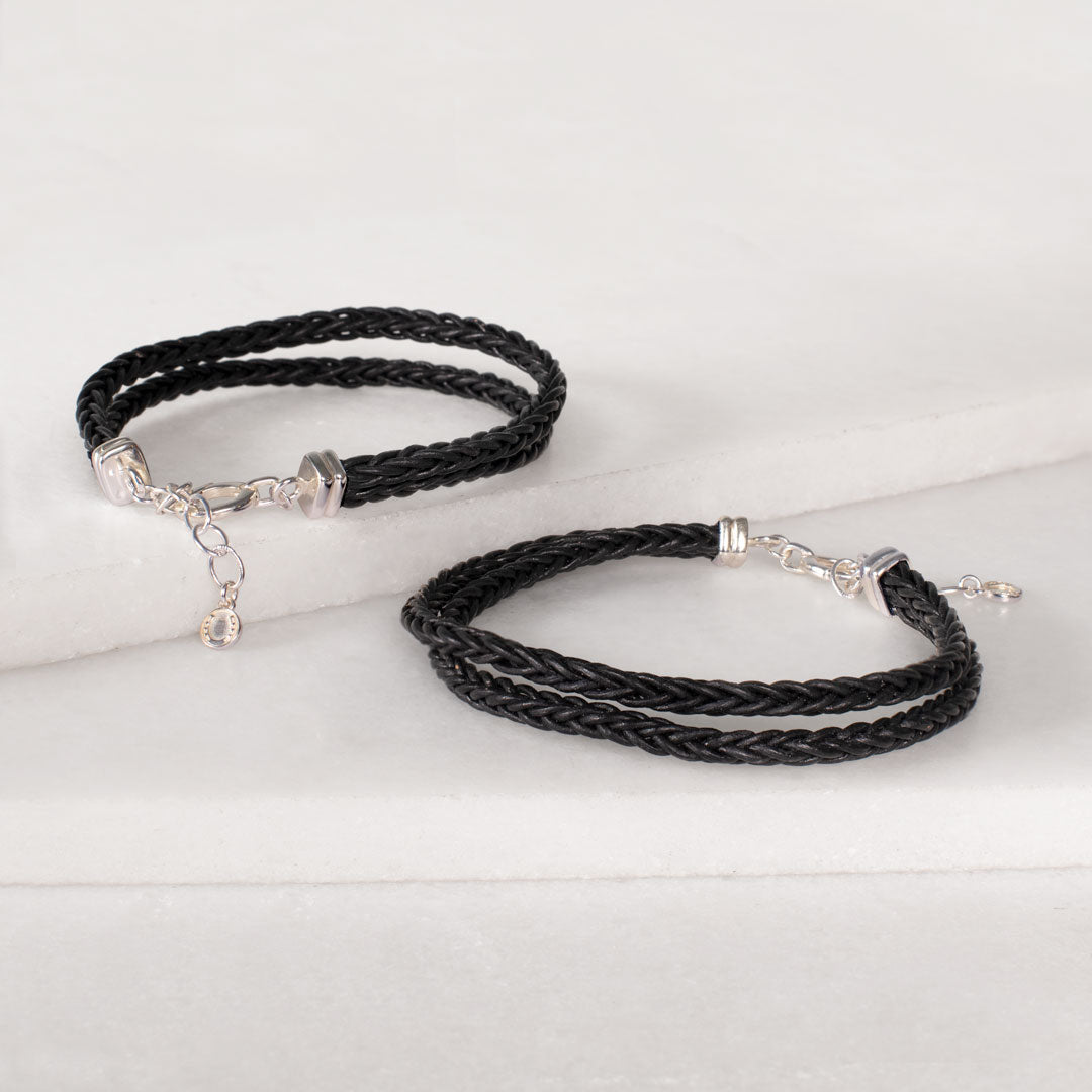 Tally - Braided Leather Horseshoe Coin Bracelet in Black Urban-Equestrian