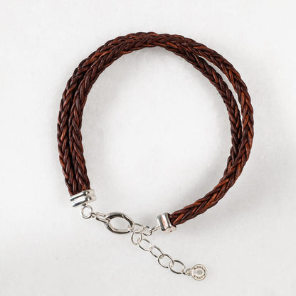 Tally - Braided Leather Horseshoe Coin Bracelet in Brown Urban-Equestrian