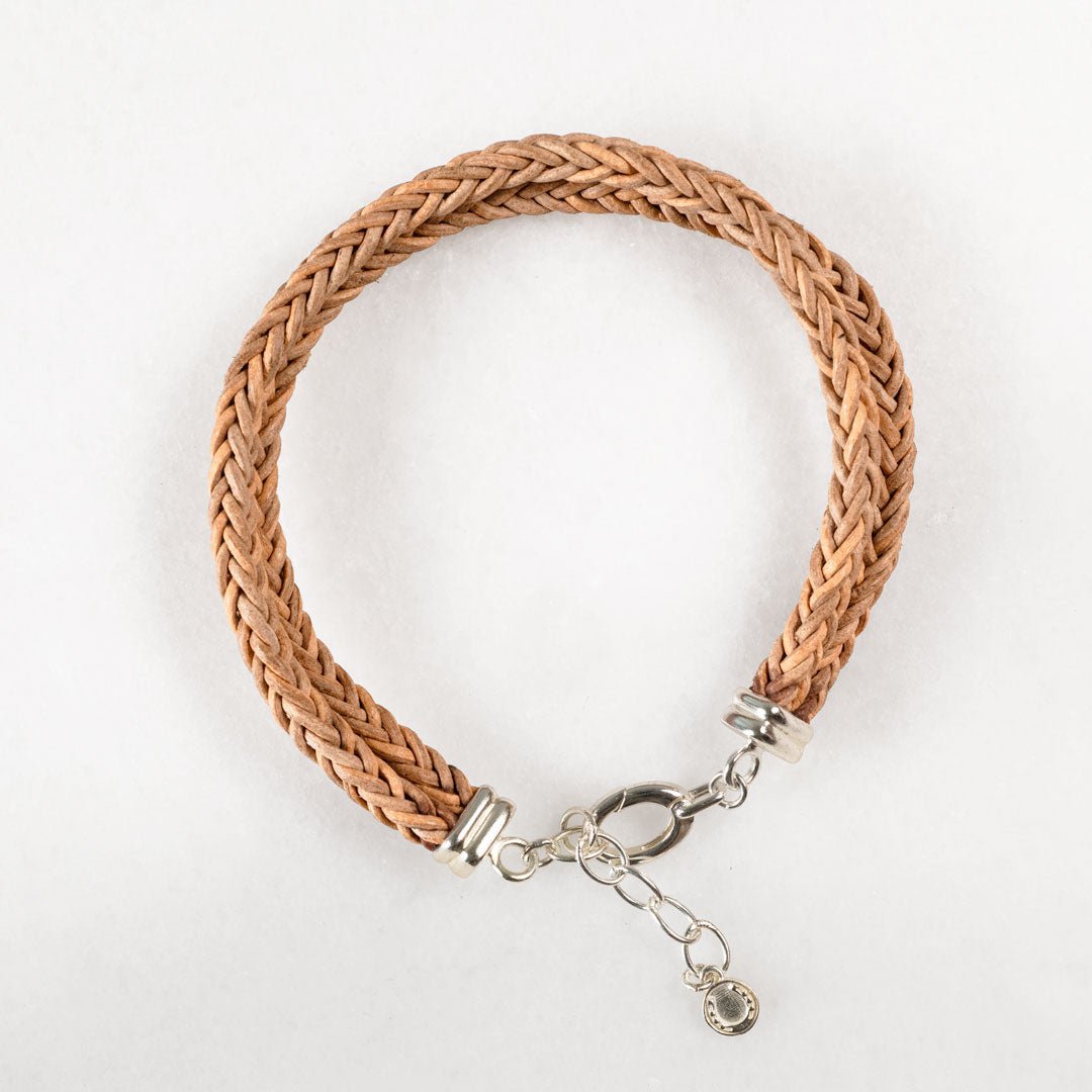 Tally - Braided Leather Horseshoe Coin Bracelet in Natural Urban-Equestrian