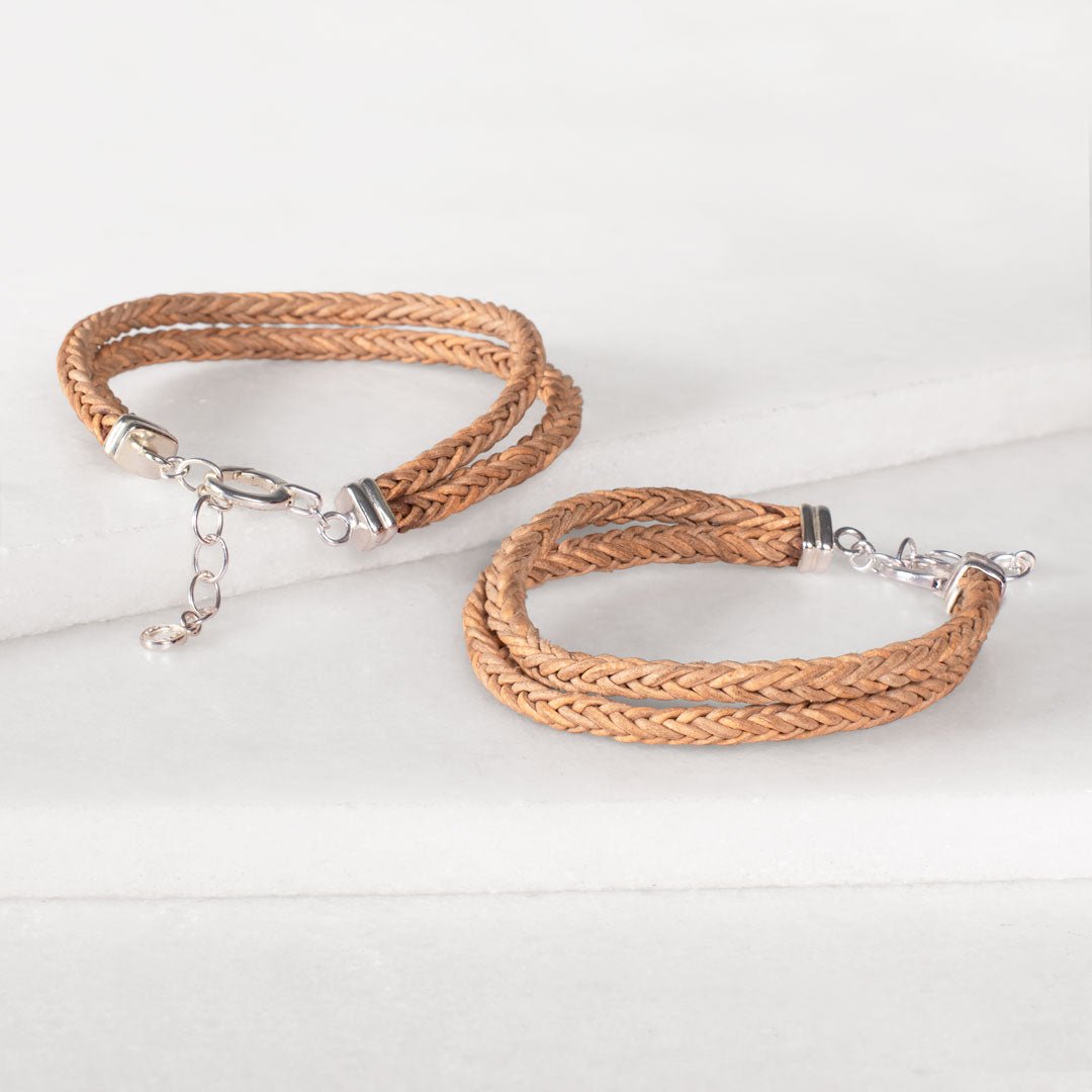 Tally - Braided Leather Horseshoe Coin Bracelet in Natural Urban-Equestrian