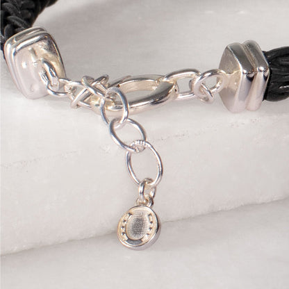Tally - Braided Leather Horseshoe Coin Bracelet in Natural Urban-Equestrian