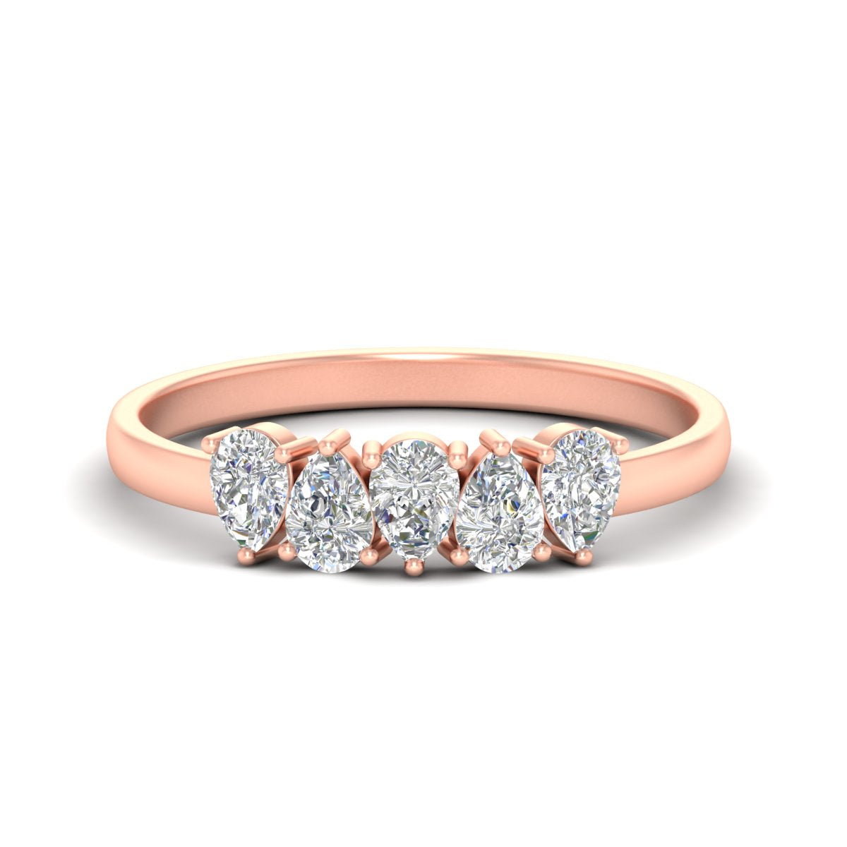 0.75 Carat 5 Stone Wedding Band Diamond Teardrop Fascinating Diamonds