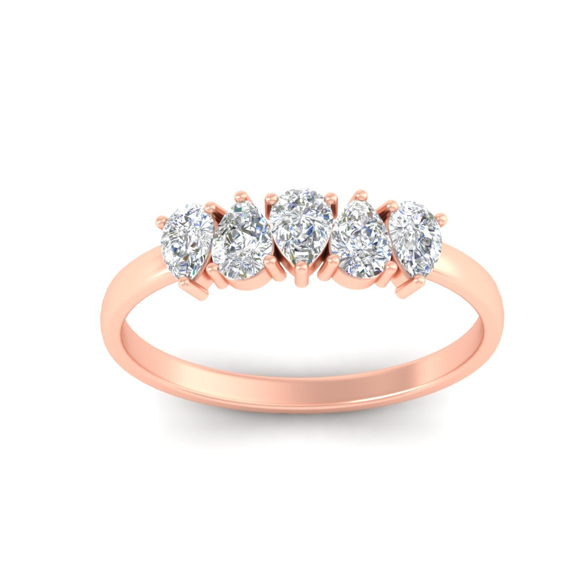 0.75 Carat 5 Stone Wedding Band Diamond Teardrop Fascinating Diamonds