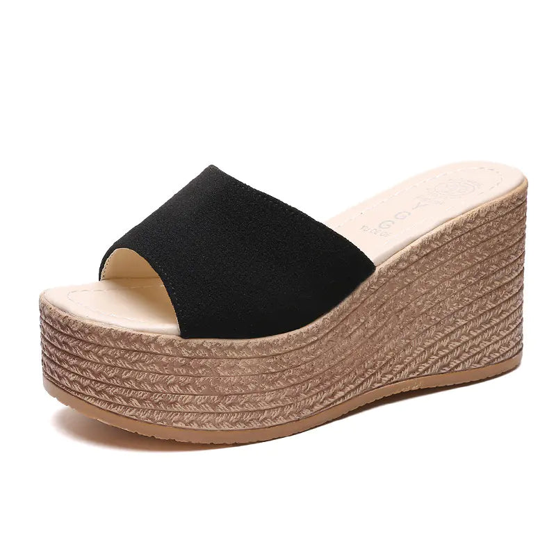 Wedge-heel High-heeled Flip-flop Platform Sandals