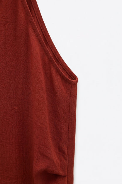 terracotta Textured Sleeveless Halter Neck Top Q2store