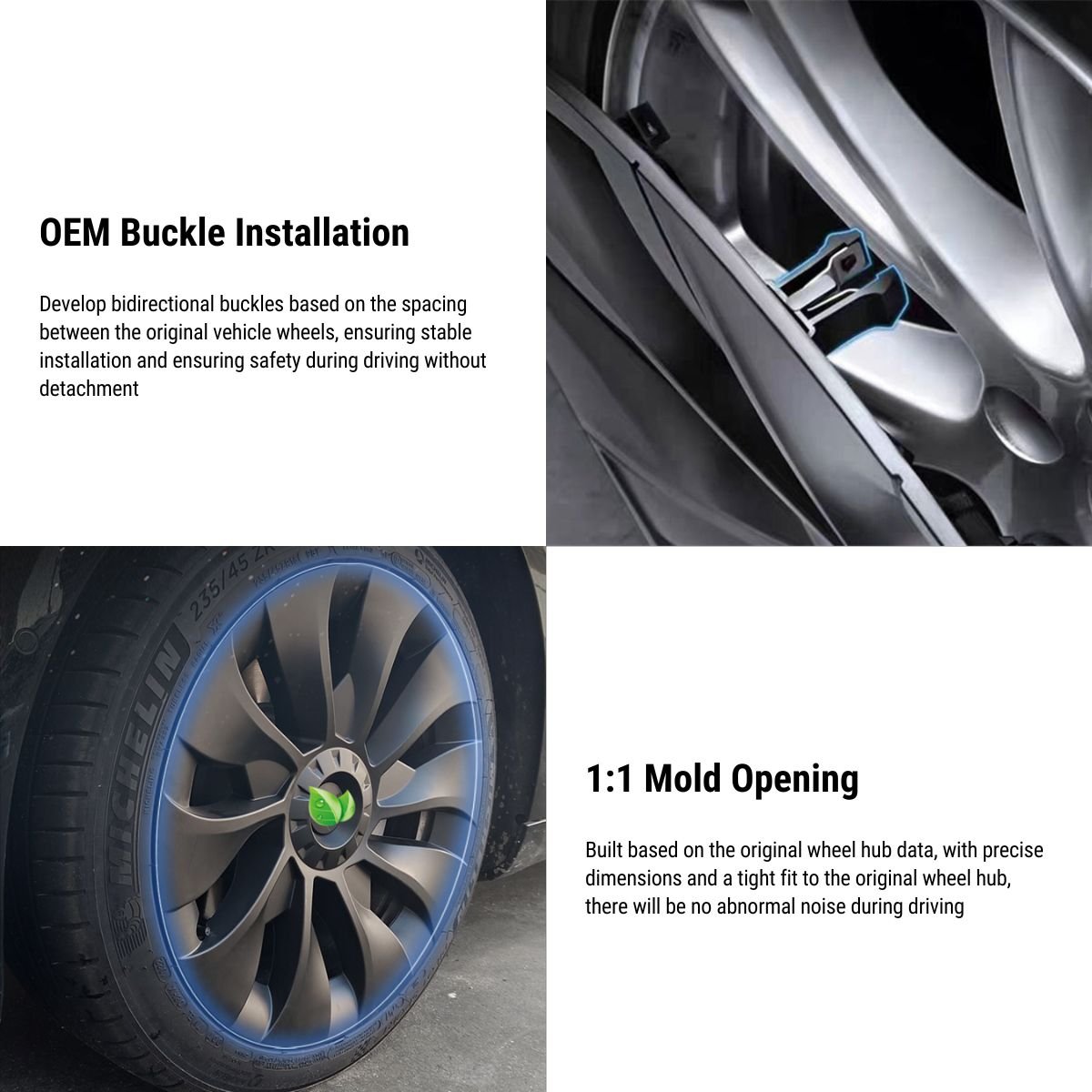 TESERY 18″ 19″ Hubcaps for Model 3/Y (4PCS) Tesery Official Store