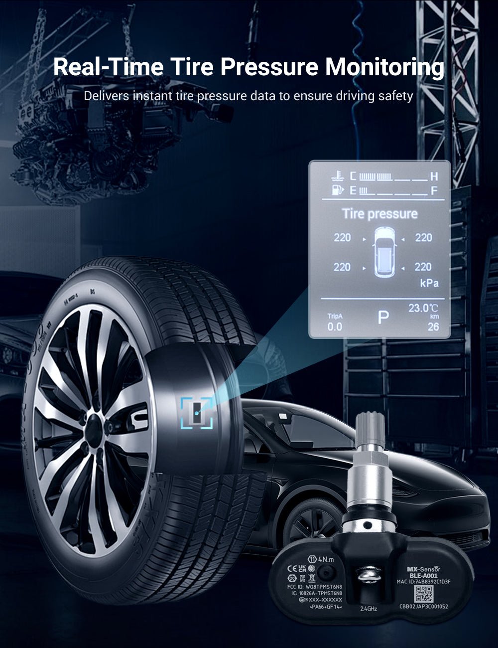TESERY BLE Bluetooth Tire Pressure Monitoring Sensor(TPMS) for Model 3/Y/S/X Tesery Official Store
