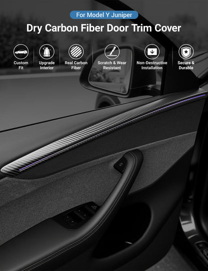 TESERY Dry Carbon Fiber Door Trim Cover for Tesla Model Y Juniper Tesery Official Store