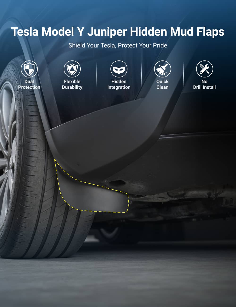 TESERY Hidden Mud Flaps for Model Y Juniper/ Model YL | Invisible Protection Tesery Official Store