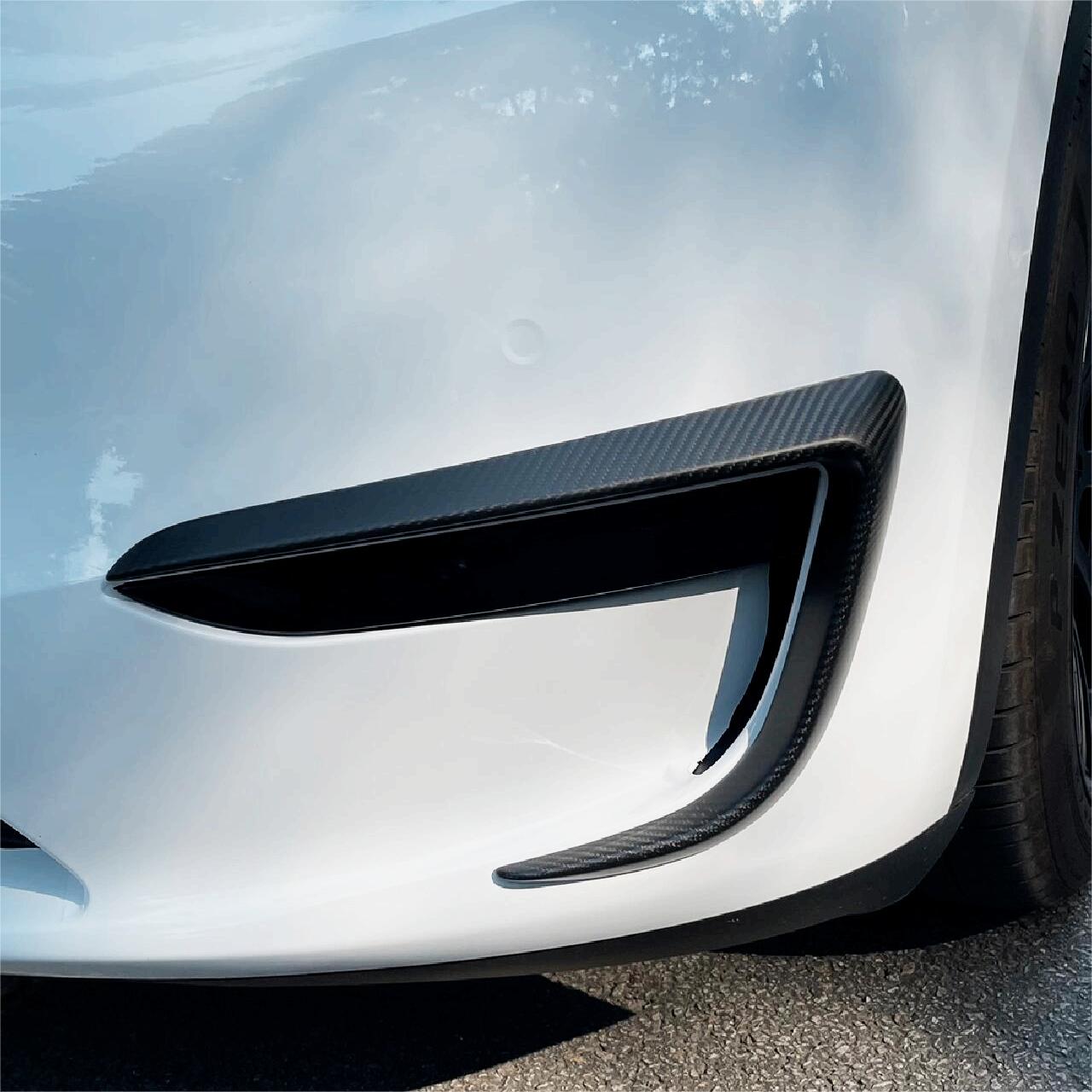 TESERY Tesla Model 3 Fog Light Trim - Carbon Fiber Exterior Mods Tesery Official Store