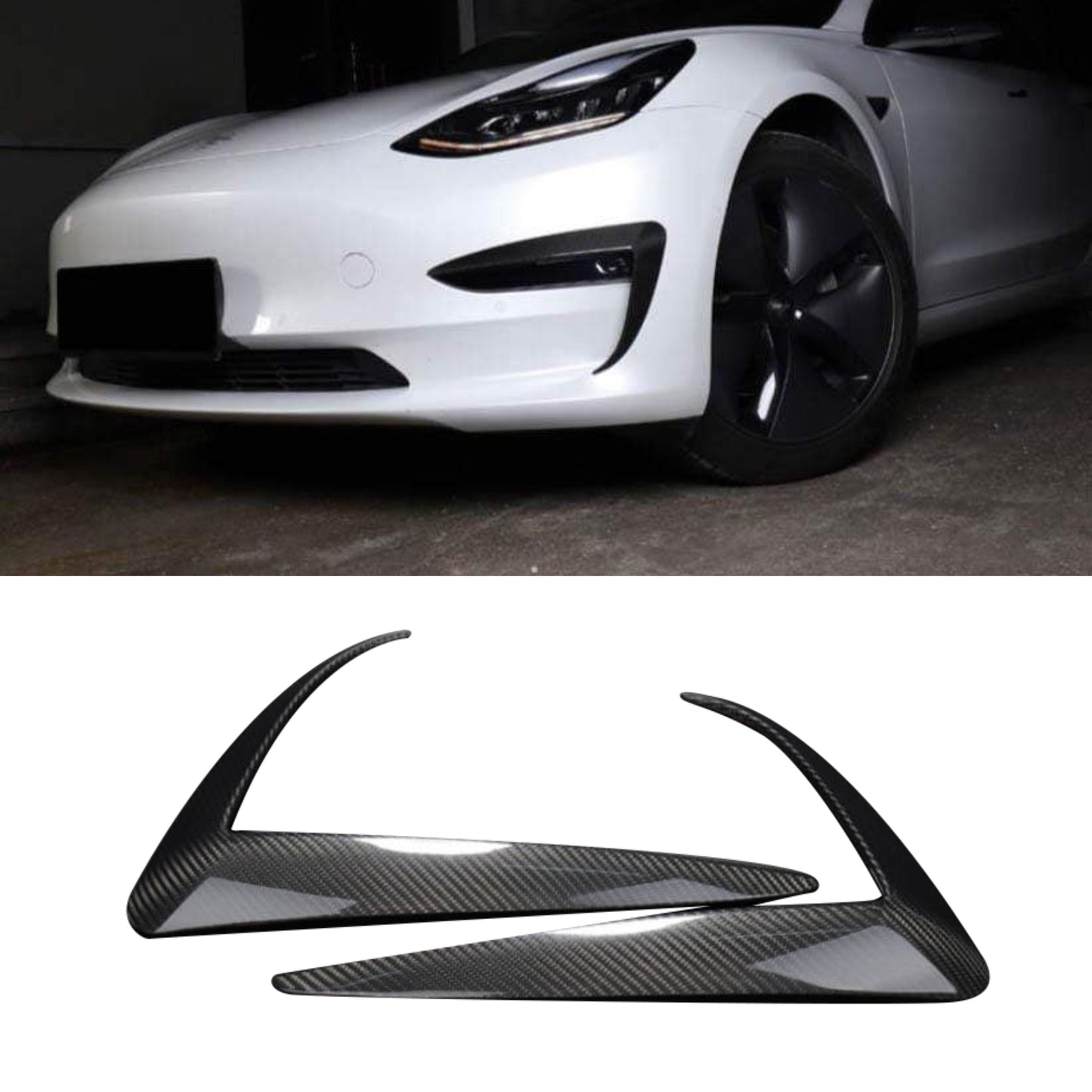 TESERY Tesla Model 3 Fog Light Trim - Carbon Fiber Exterior Mods Tesery Official Store