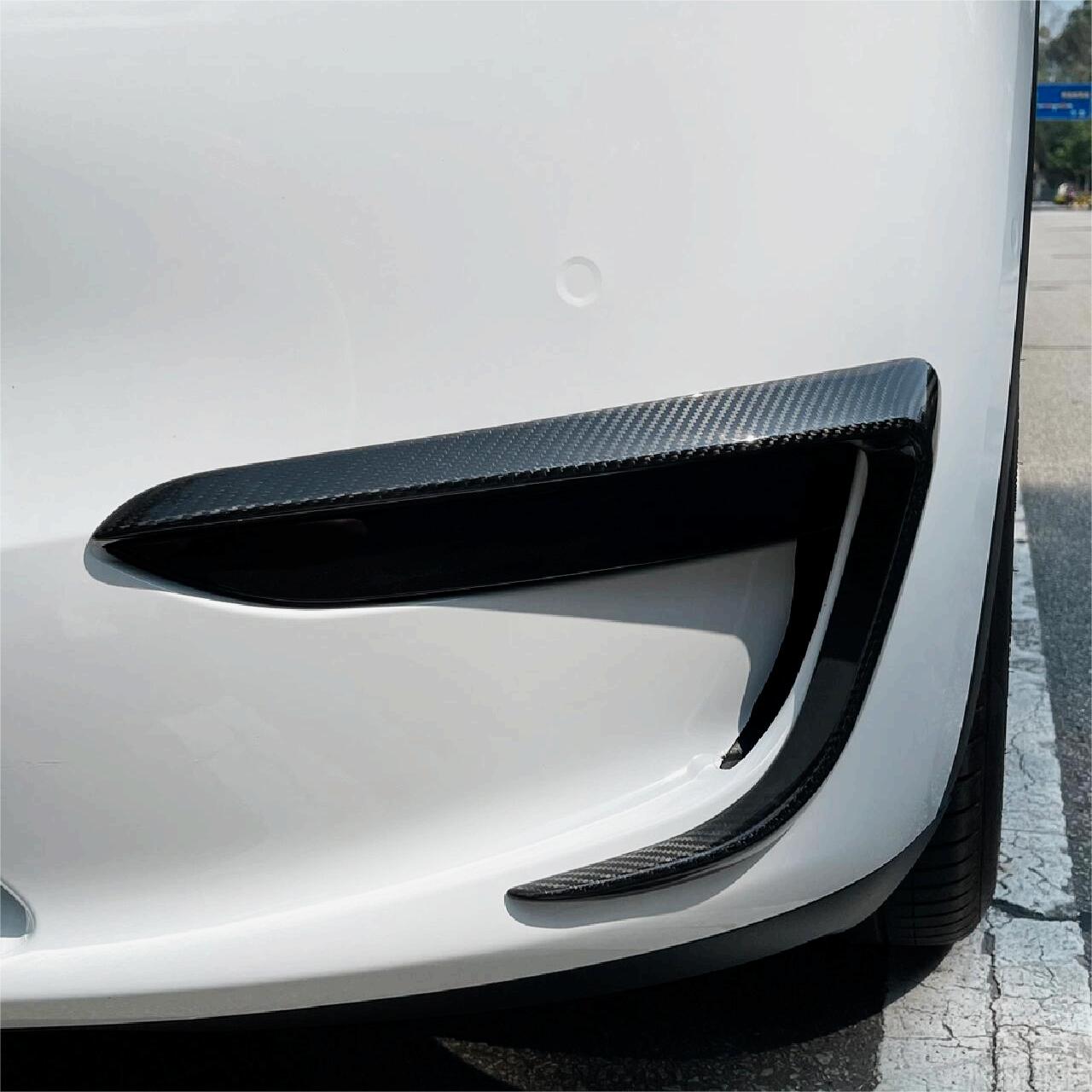 TESERY Tesla Model 3 Fog Light Trim - Carbon Fiber Exterior Mods Tesery Official Store