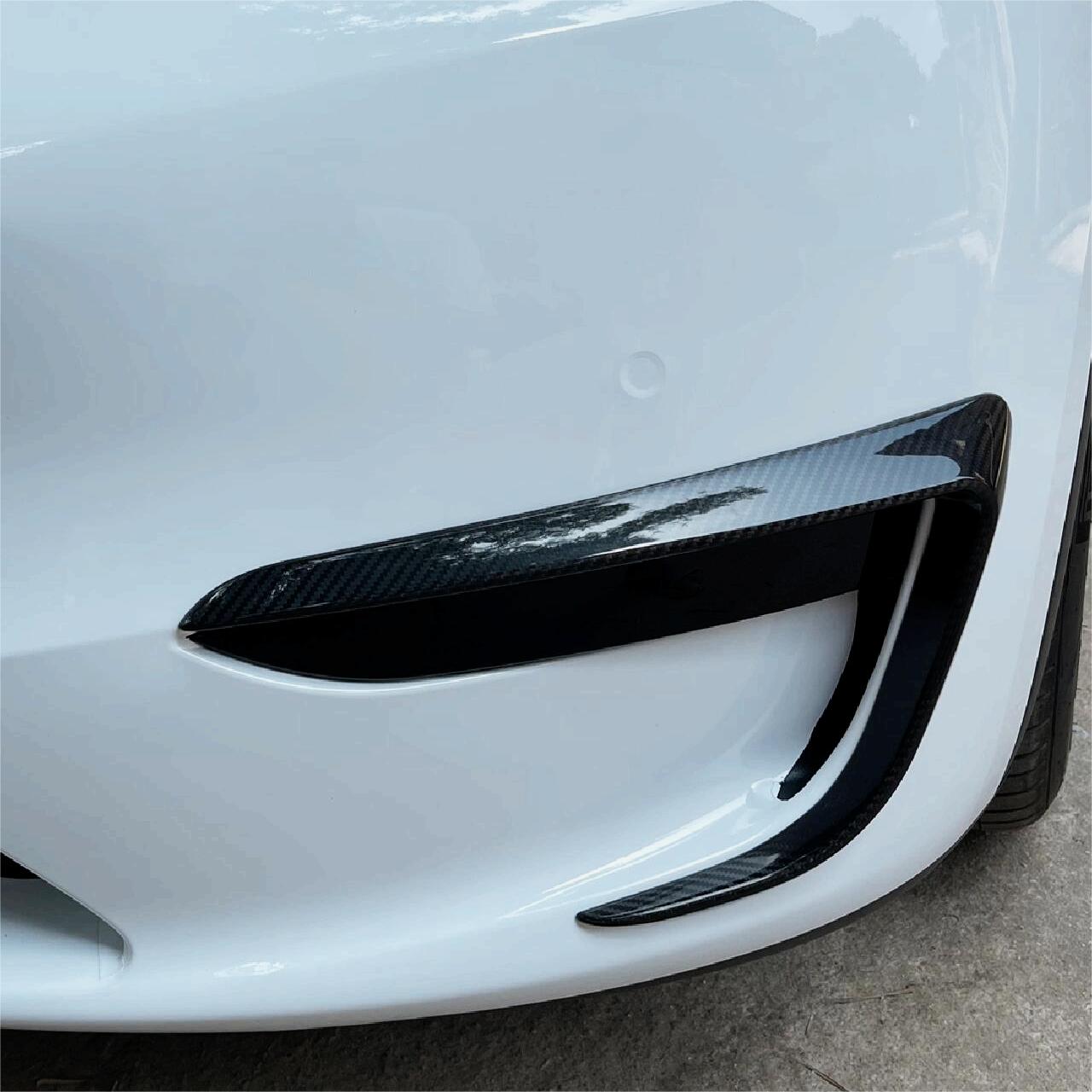 TESERY Tesla Model 3 Fog Light Trim - Carbon Fiber Exterior Mods Tesery Official Store