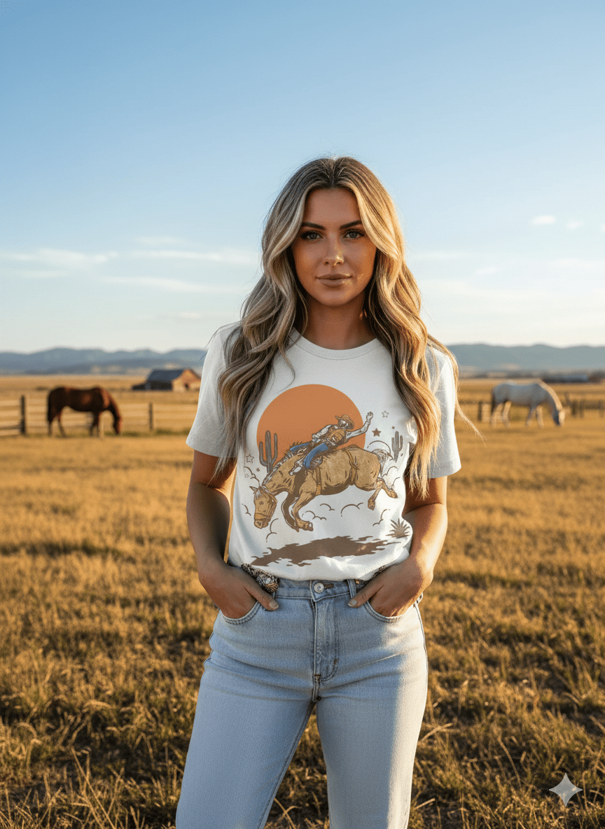 The Sunset Cowboy Rider Graphic Tee Wild Junkie