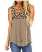 Women's Sleeveless Color Block Leopard Print Top
