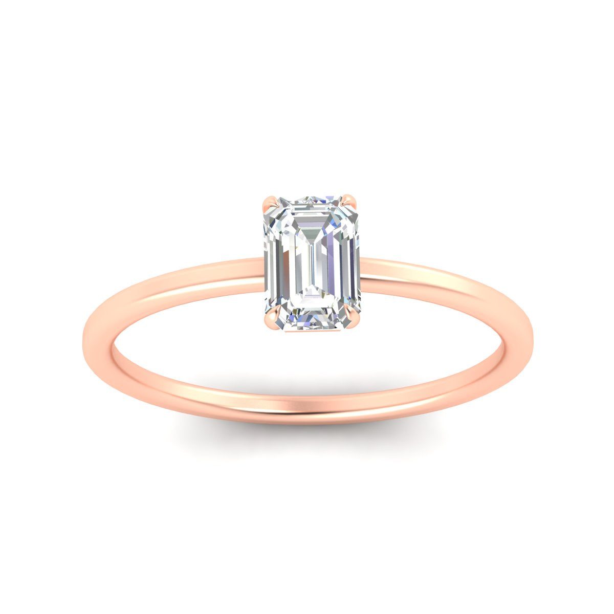 Emerald Cut Thin Classic Solitaire Ring Fascinating Diamonds