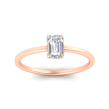 Emerald Cut Thin Classic Solitaire Ring Fascinating Diamonds