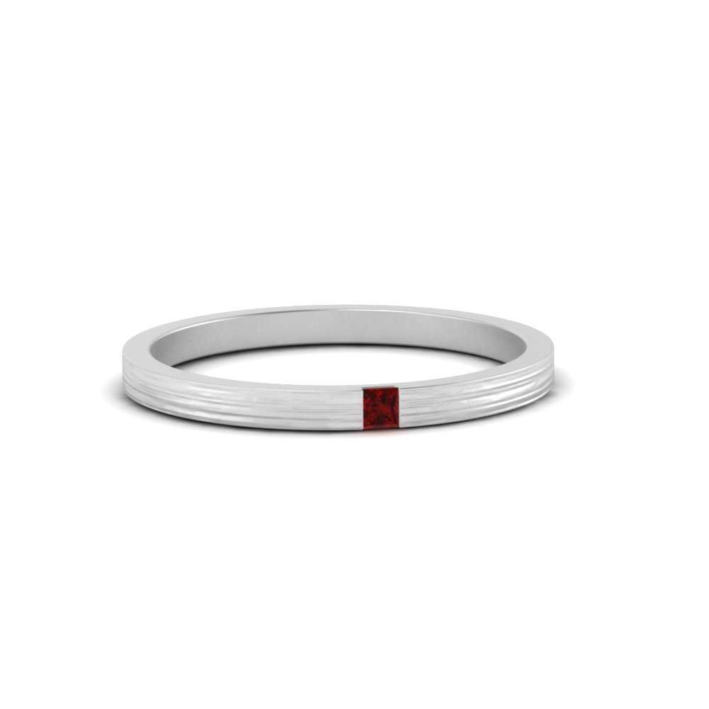 Thin Princess Cut Mens Band Ring Fascinating Diamonds