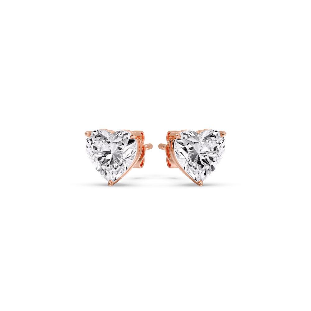 Heart Shaped 3 Prong Basket Stud Earring Fascinating Diamonds